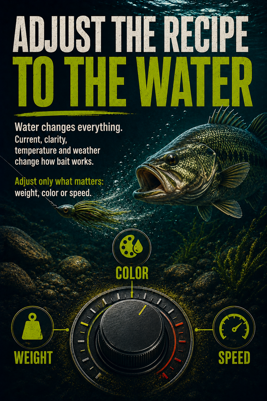 Adjust the recipe to the water. Tune weight, color and speed.